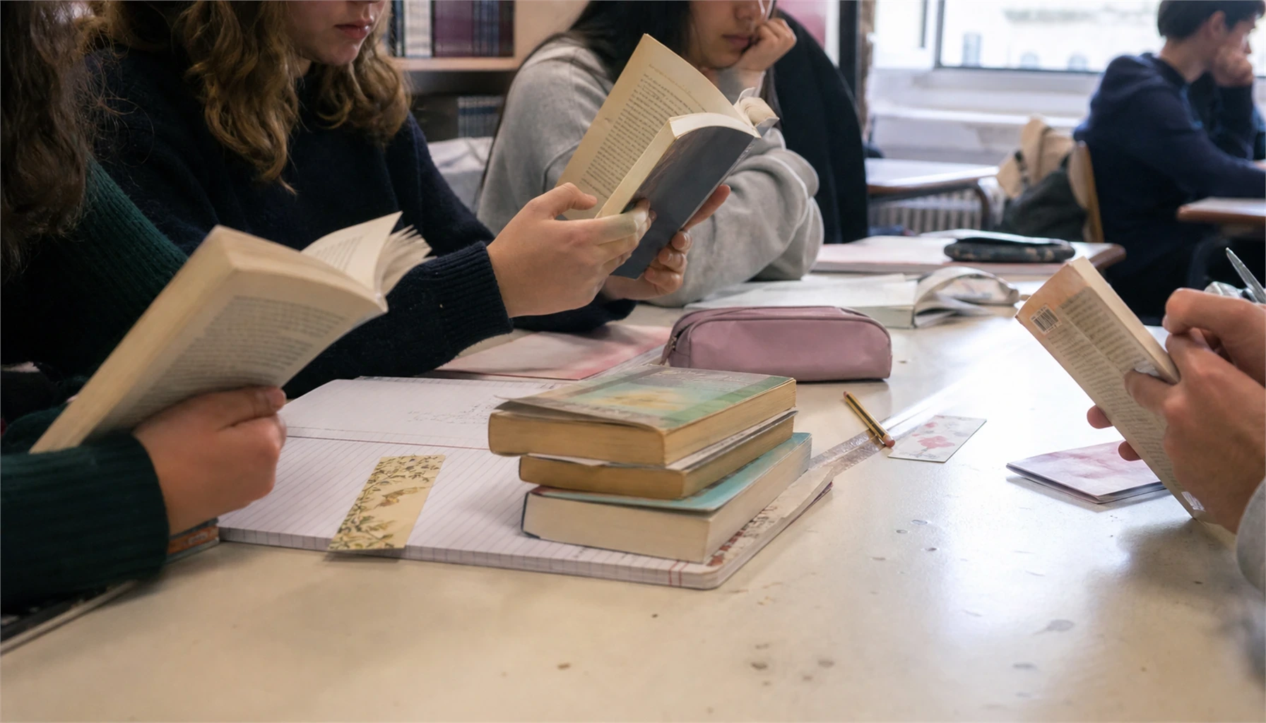 Visuel éditorial photoréaliste sur Un défi-lecture en langues étrangères pour remettre la lecture au centre de l'apprentissage, rubrique Culture pour...
